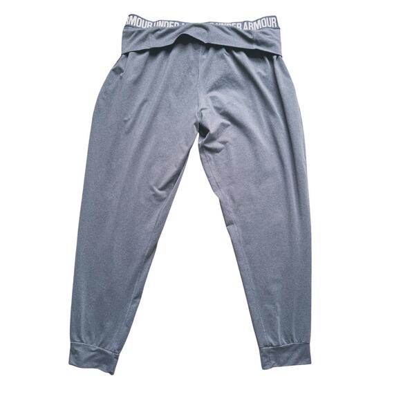 Under Armour Women's Fold Over Waist Jogger Sweatpants Medium Gray Soft Athletic - Picture 3 of 4